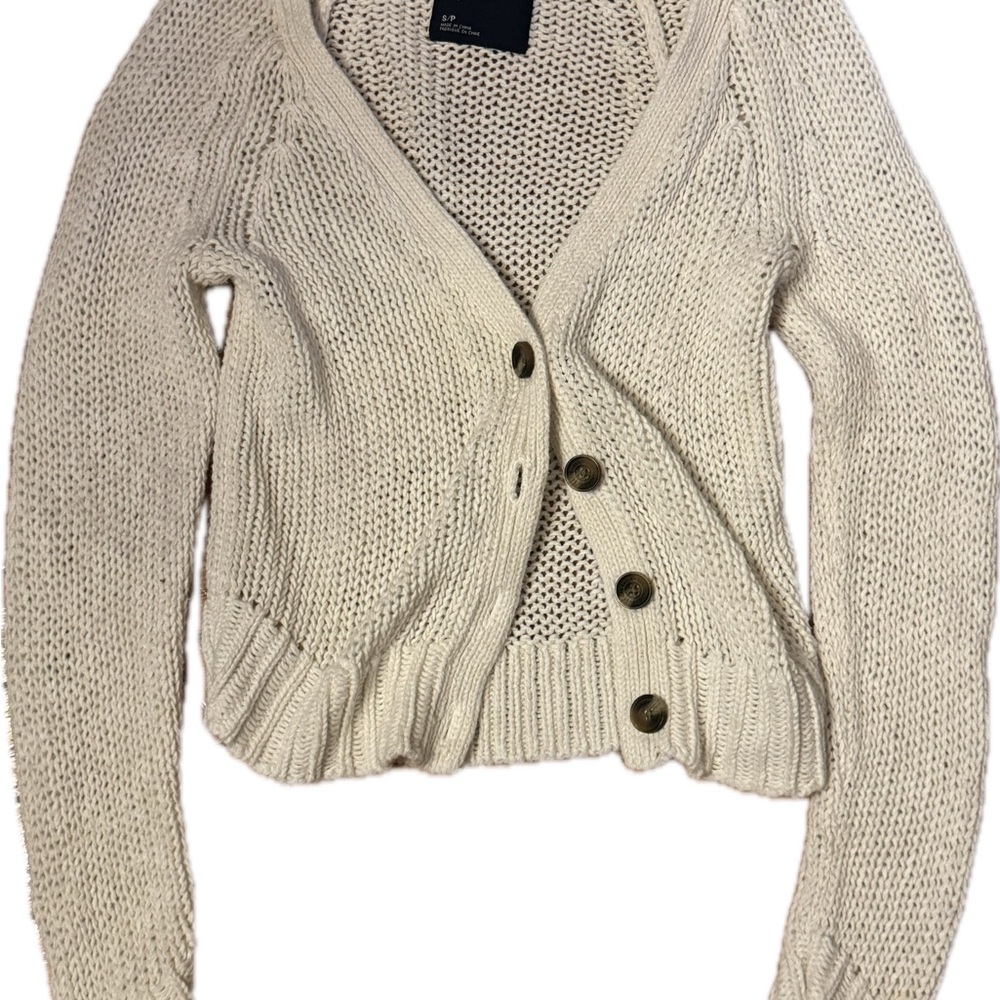 American Eagle Outfitters Cream Chunky Knit Cardigan